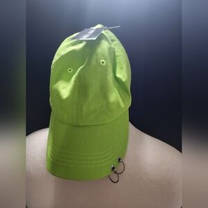 Neon Green Baseball Cap with Piercing Detail